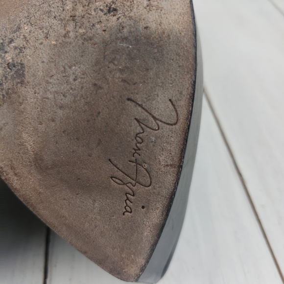 419iobe Max Azria NECI platform leather shootie bootie carved heel - Picture 14 of 15